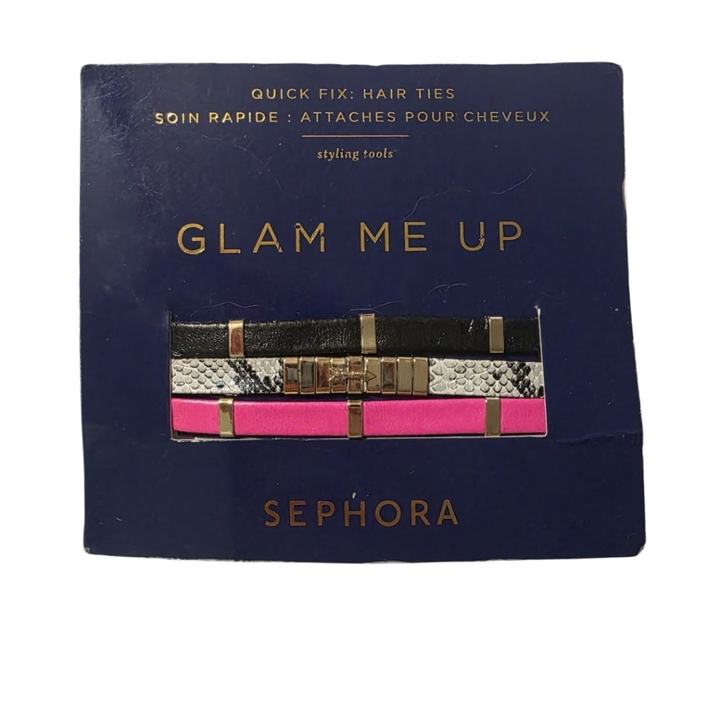 Sephora Glam Me Up Hair Ties in Black, Pink, and Snake Print